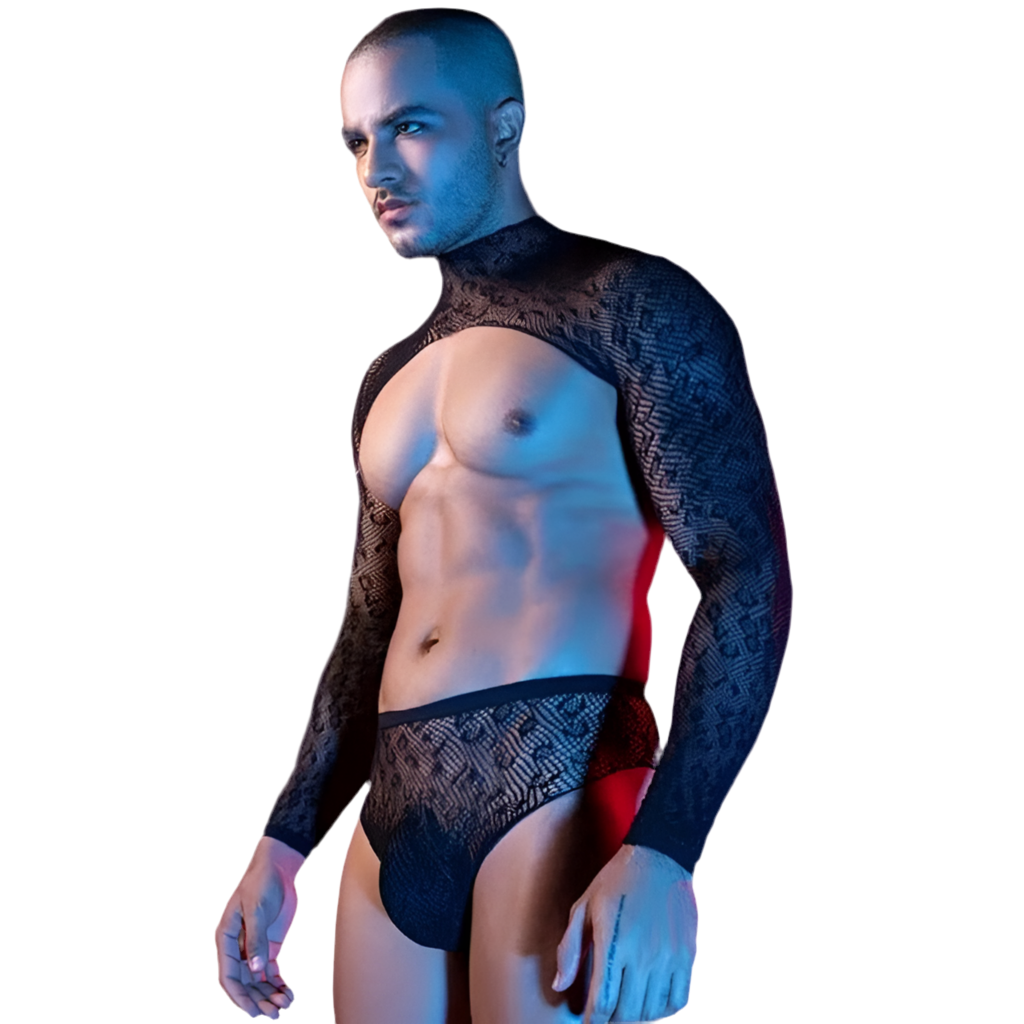 Erotic Two Piece Long Sleeve Mesh Wear