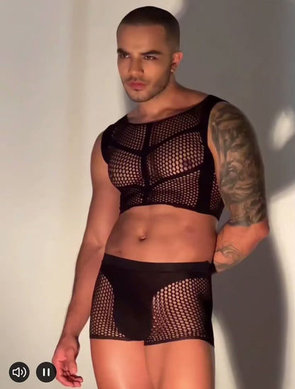 Erotic Two Piece Mesh Wear